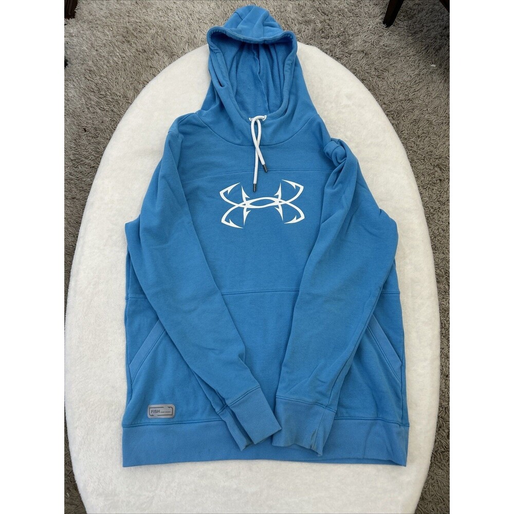 🔥Under Armour Fish Fishing Hoodie Sweatshirt Men's L Blue🔥